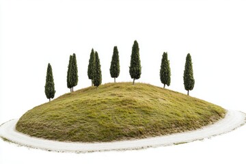 Poster - A small hill with trees on top, suitable for landscape or nature photography