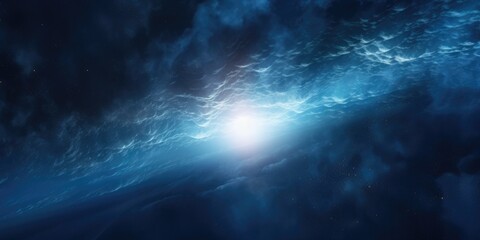 Wall Mural - Blue Radiance in Space: Bright Stars and Planets Illuminating the Abstract Universe - 3D Space Illustration