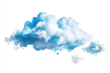 Poster - A calm and serene cloud floating against a white background, perfect for use in designs related to weather, nature, or calmness