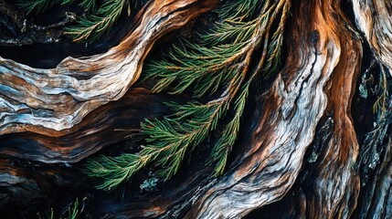 Aufkleber - A close-up shot of a tree trunk with intricate patterns and texture