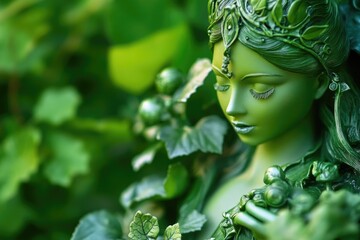 Aufkleber - A detailed shot of a sculpture depicting a woman's face, suitable for use in art, design, or historical context