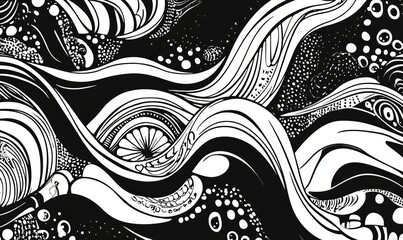 Wall Mural - Abstract Black And White Wave Pattern Design