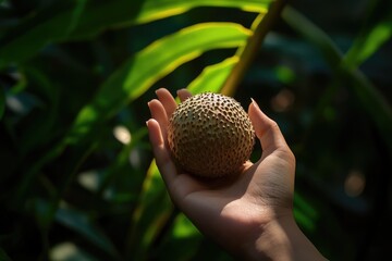 Poster - A person holding a fresh fruit in their hand