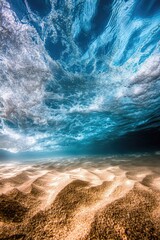 Poster - A picture of the ocean with clouds in the sky, great for use in travel or nature-related projects