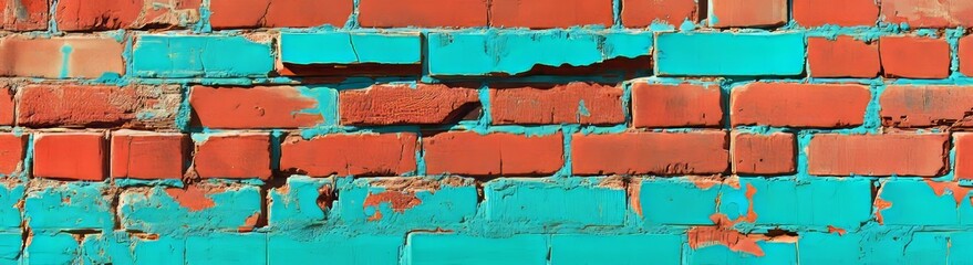 Poster - brick wall background with grunge texture and old house