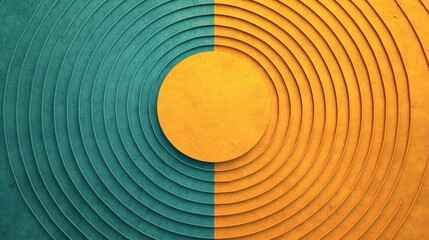 Poster - Vibrant Circular Patterns with Textured Layers in Contrasting Aqua and Orange Tones for Creative Designs