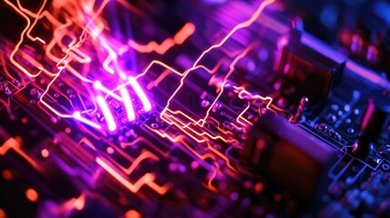 Poster - a detailed view of a computer motherboard components and circuitry