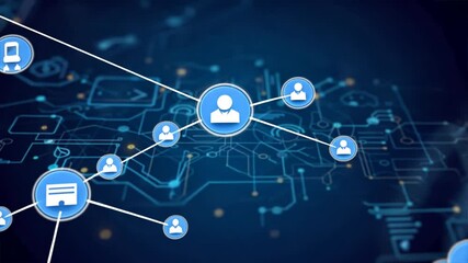 Aufkleber - Modern Digital Connectivity User Icons and Data Flow in Technology for Enhanced Communication and Network Interaction