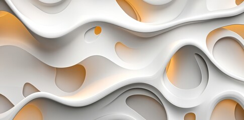 Poster - A 3D illustration featuring a white seamless wave pattern with highlights and shadows. It doubles as a wall decorative panel