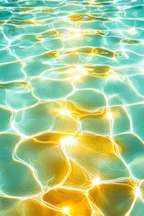 Poster - Captivating Reflection of Sunlight on Water Surface Creating Magical Patterns in Vibrant Blue and Golden Hues