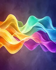 Poster - Colorful Waves of Light in Smooth Flowing Patterns against a Dark Background for Abstract Design Use