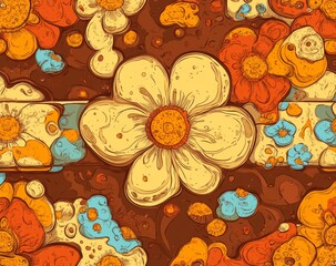 Poster - Retro seamless pattern from the 50s, 60s, 70s. Seamless abstract Vintage background in sixties hippie style. Modern illustration