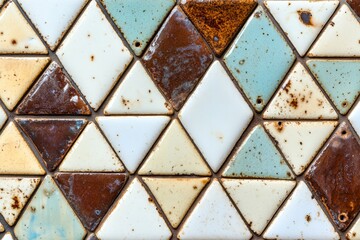 Poster - A white wall adorned with a geometric pattern in the shape of a triangle