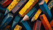 © SashaMagic - Close-up of colorful, textured pencils.