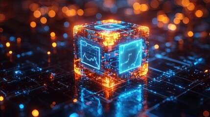 Poster - Futuristic Data Cube: A 3D Rendering of Digital Innovation