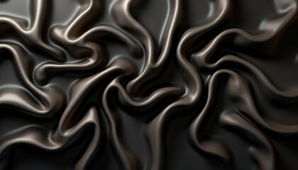Poster - Abstract black silk satin fabric texture. Draped luxurious, smooth material. Elegant dark background with dynamic curves, waves. Perfect for fashion design projects. Sophisticated, romantic style.