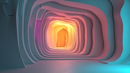 Poster - Wavy and elegant futuristic wallpaper featuring pastel pink and purple elements