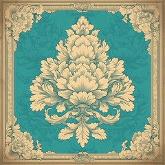 Wall Mural - A vintage-style pale blue seamless and elegant design