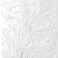 Poster - graphic clean design for fabric, wallpaper with a linear modern pattern, repeated leaf motifs on a garland, and a linear leaf or flower design transitioning through colors