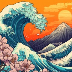 Poster - Traditional design adorned with cherry blossoms