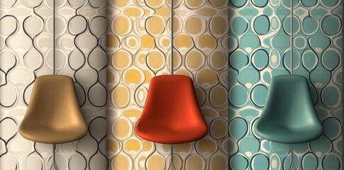 Poster - A set comprising 16 fifties modern atomic retro seamless modern patterns, featuring big vintage trends and 50s textures