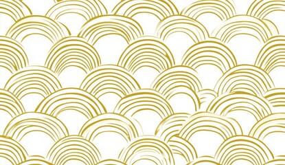 Poster - A gold hexagon adorned with striped lines, part of a luxurious geometric seamless art deco pattern, presented as a PNG with a transparent background