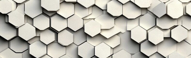 Poster - An abstract futuristic geometric wallpaper with a widescreen hexagonal design and white hexagons, ideal for adding text