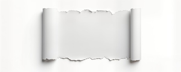 Aufkleber - Ripped white paper piece isolated on transparent background. Blank torn paper element with ragged edges. Simple design for various projects. Versatile graphic element. Suitable for templates,