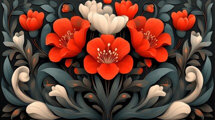 Poster - Batik design featuring complex floral motifs
