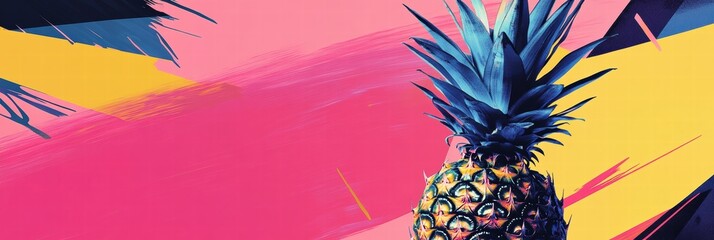 Leinwandbilder - Abstract geometric pineapple design in vibrant colors showcasing creativity and modern art. Generative AI