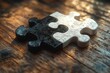 © k - Unity of Opposites - Black and White Puzzle Pieces on Wooden Table