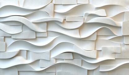 Poster - The fabric displays modern geometric diagonal waves seamlessly, set against a cream-colored backdrop