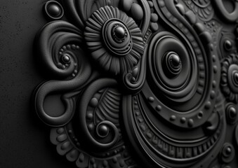 Poster - A seamless traditional paisley pattern in the background. Modern floral illustration with damask influence. Modern illustration in black