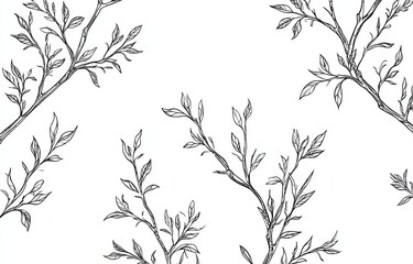 Poster - Contemporary seamless illustration with simple one-line flower patterns