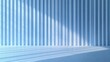 © Aleksandra - Minimalist Interior Scene with Blue Striped Wall and Warm Lighting for Abstract Design