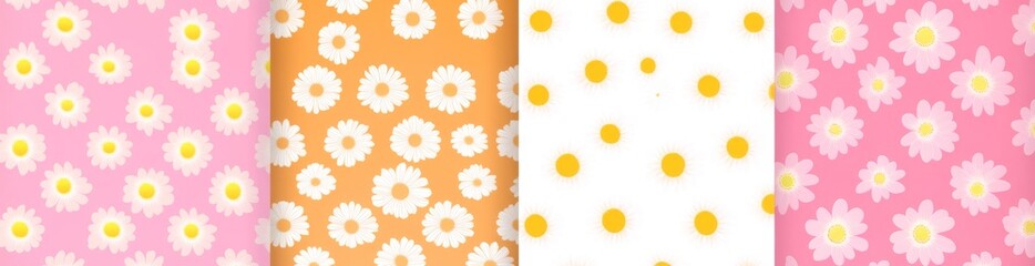 Aufkleber - Vintage 70s floral pattern collection. This set includes flower background illustrations in a modern, seamless design. The artwork bundle comes in pastel colors with a groovy vibe, incorporating y2k