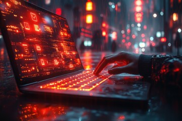 Poster - cybersecurity breach password hacking phishing attack laptop internet security protection privacy