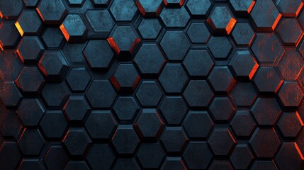 Poster - Tile wallpaper with a polished, 3D wall background. Triangular tiles made of concrete, semigloss blocks. 3D render