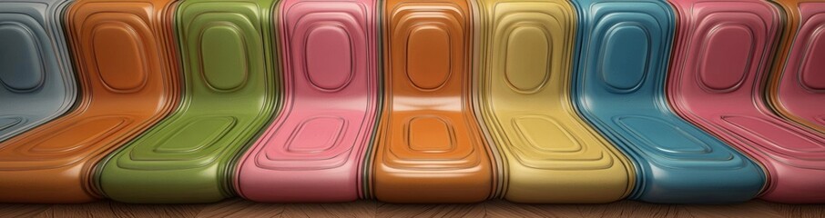 Poster - Printable seamless pattern in Aesthetic mid-century style with retro design. Decorative 50s, 60s, 70s style vintage modern background in minimalist mid-century style ideal for fabric, wallpaper, or