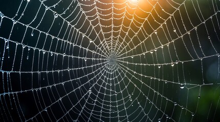 Dew-kissed Spiderweb: A Masterpiece of Nature's Art