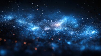 Wall Mural - Cosmic Nebula Galaxy: Blue and Dark Night Sky with Sparkling Stars