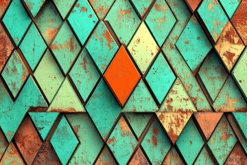 Poster - A vintage design showing a triangular pattern with one singularly different triangle