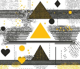 Poster - Seamless modern geometric pattern with gold lines on a white background, functioning as light abstract wallpaper with a bright tile backdrop