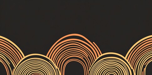 Poster - A collection of seamless geometric golden minimalistic patterns on a simple modern graphic black print background. Includes a set of repeating line abstract textures, a stylish trellis gold square,
