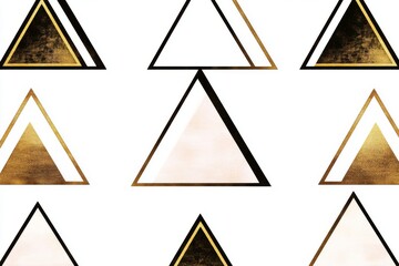 Poster - A white and gold textured modern background showcases a geometric pattern of lines, arranged in a simple lattice graphic form
