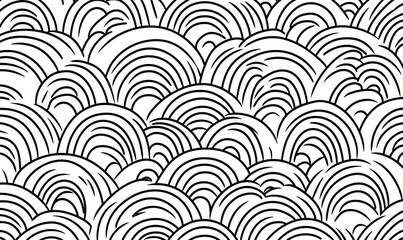 Aufkleber - Modern illustration paired with a geometric seamless pattern and black and white geo fabric print, featuring a seamless overlay texture