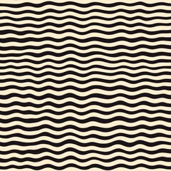 Poster - Geometric waves form a seamless pattern. Endless stylish texture. Ripple monochrome background. Linear weaved grid. Thin interlaced swatch