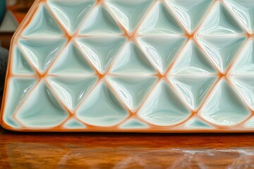 Poster - On the white wall, there is a geometric design in the shape of a triangle