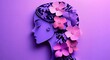 © video - International Women's Day Poster Feminism Floral Silhouette Purple Paper Cutout Illustration for Empowerment and Equality