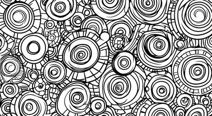 Poster - Geometric abstract wave seamless pattern in a circular shape, using white and gray lines